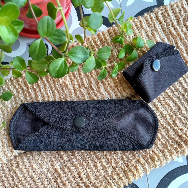 protège-slip lavable à ailettes noir Bambou