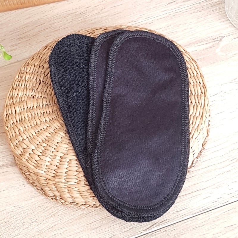 3 ou 10 protèges-slip lavables noirs sans ailettes Bambou et imperméables