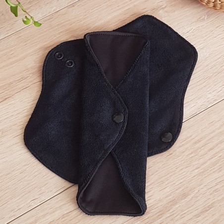 Serviette hygiénique à ailettes Noire en bambou