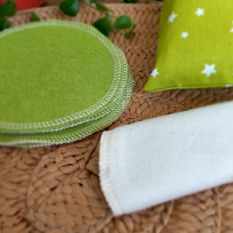 6 lingettes lavables rondes & pochette de transport