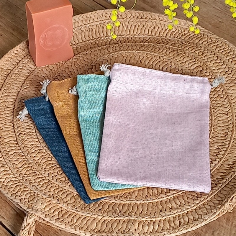 Pochette imperméable en lin pour masque ou savon