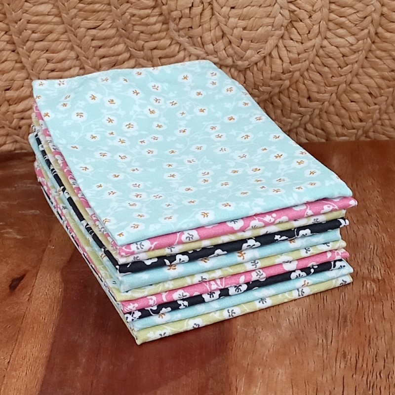 Lot de 10 Mouchoirs lavables en coton fabriqués en france