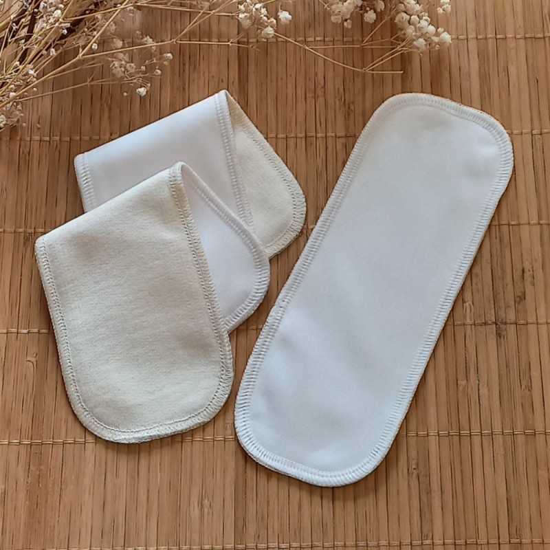 3 protèges-slip lavables blancs sans ailettes coton bio et imperméables