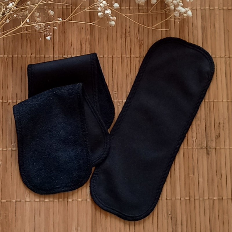 3 maxi protèges-slip lavables noirs sans ailettes Bambou et imperméables