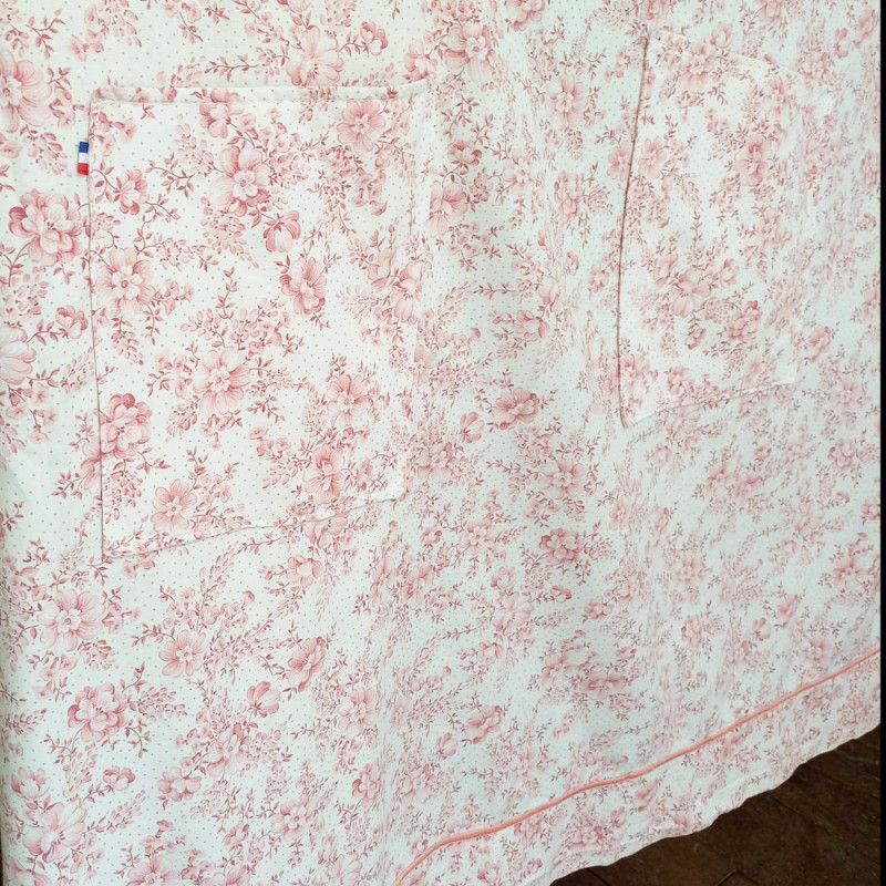 Tablier Japonais drap fleuri rose